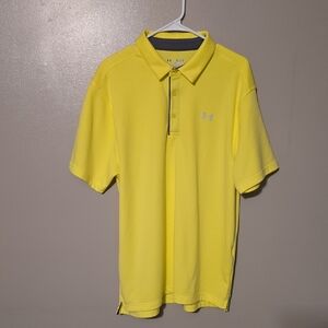 Under Armour Heat Gear Golf Polo Shirt Yellow Mens Size XL‎